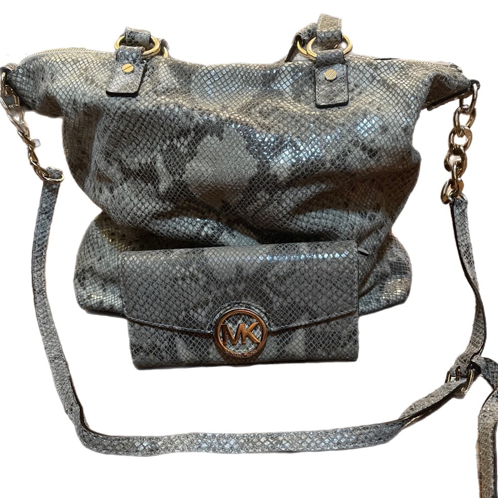 Michael Kors Snakeskin Bag and Wallet Set